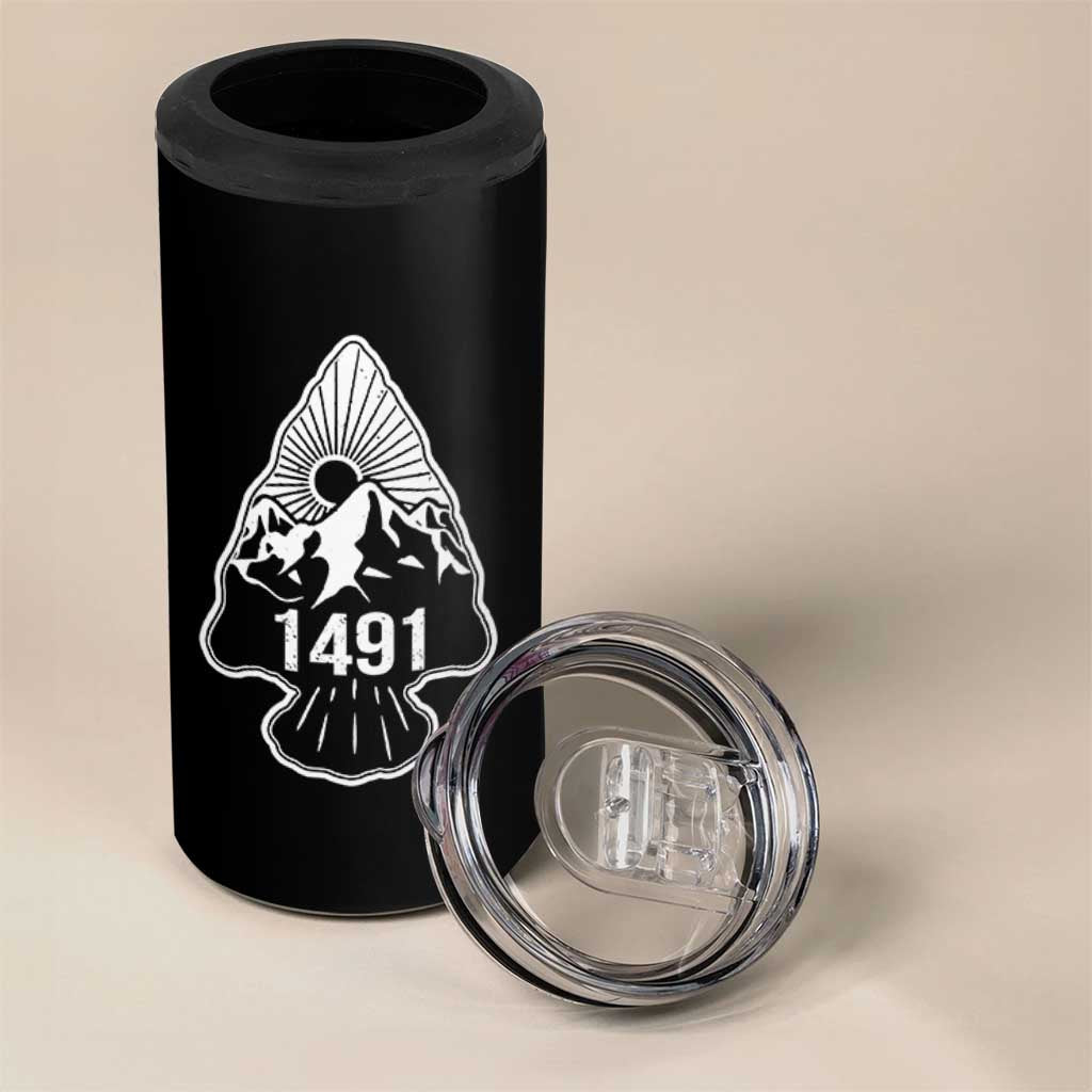 Proud Native American 1491 Pre Columbus Indigenous Arrowhead 4 in 1 Can Cooler Tumbler - Wonder Print Shop