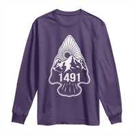 Proud Native American 1491 Pre Columbus Indigenous Arrowhead Long Sleeve Shirt - Wonder Print Shop