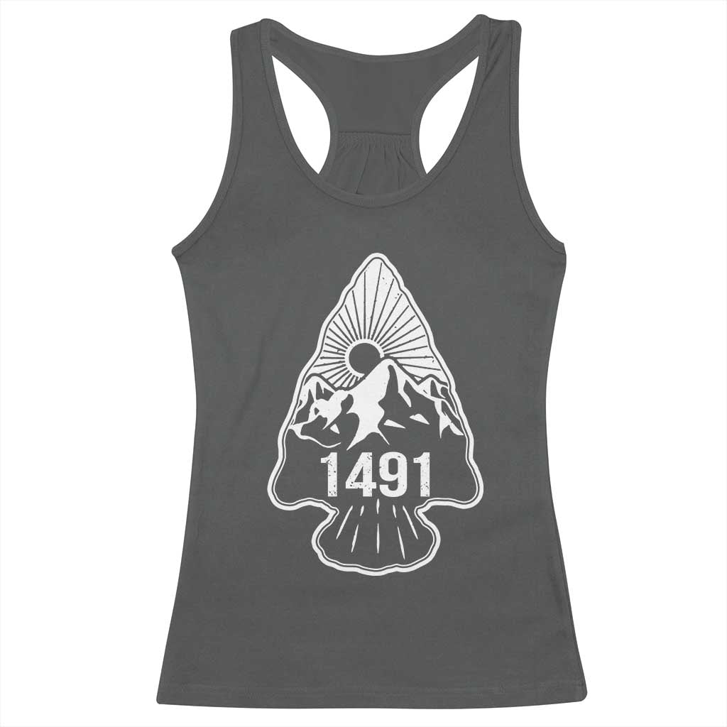 Proud Native American 1491 Pre Columbus Indigenous Arrowhead Racerback Tank Top - Wonder Print Shop