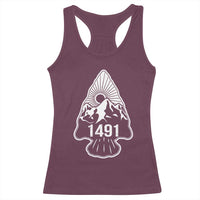 Proud Native American 1491 Pre Columbus Indigenous Arrowhead Racerback Tank Top - Wonder Print Shop