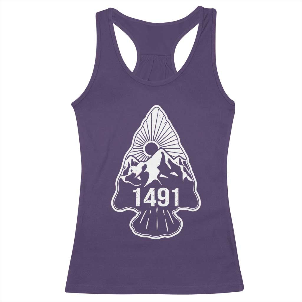 Proud Native American 1491 Pre Columbus Indigenous Arrowhead Racerback Tank Top - Wonder Print Shop