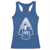 Proud Native American 1491 Pre Columbus Indigenous Arrowhead Racerback Tank Top - Wonder Print Shop