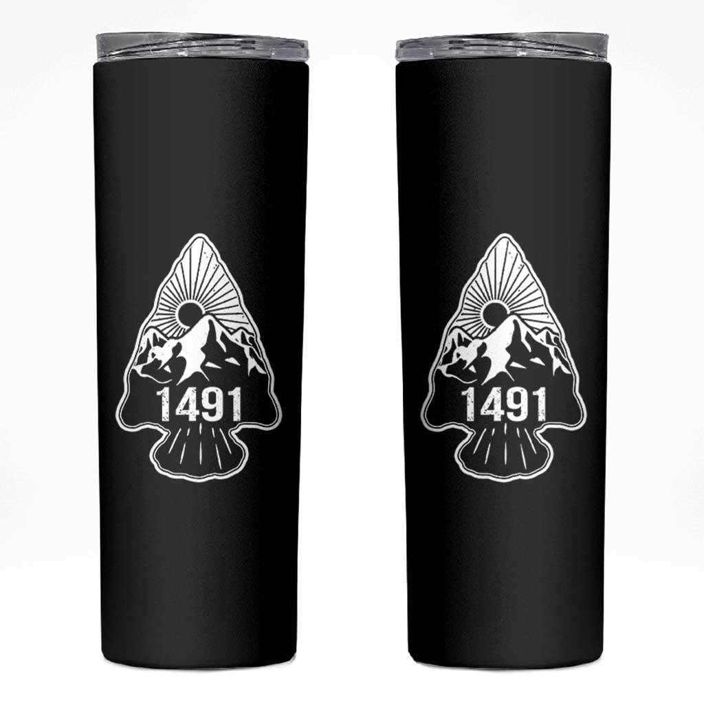 Proud Native American 1491 Pre Columbus Indigenous Arrowhead Skinny Tumbler - Wonder Print Shop