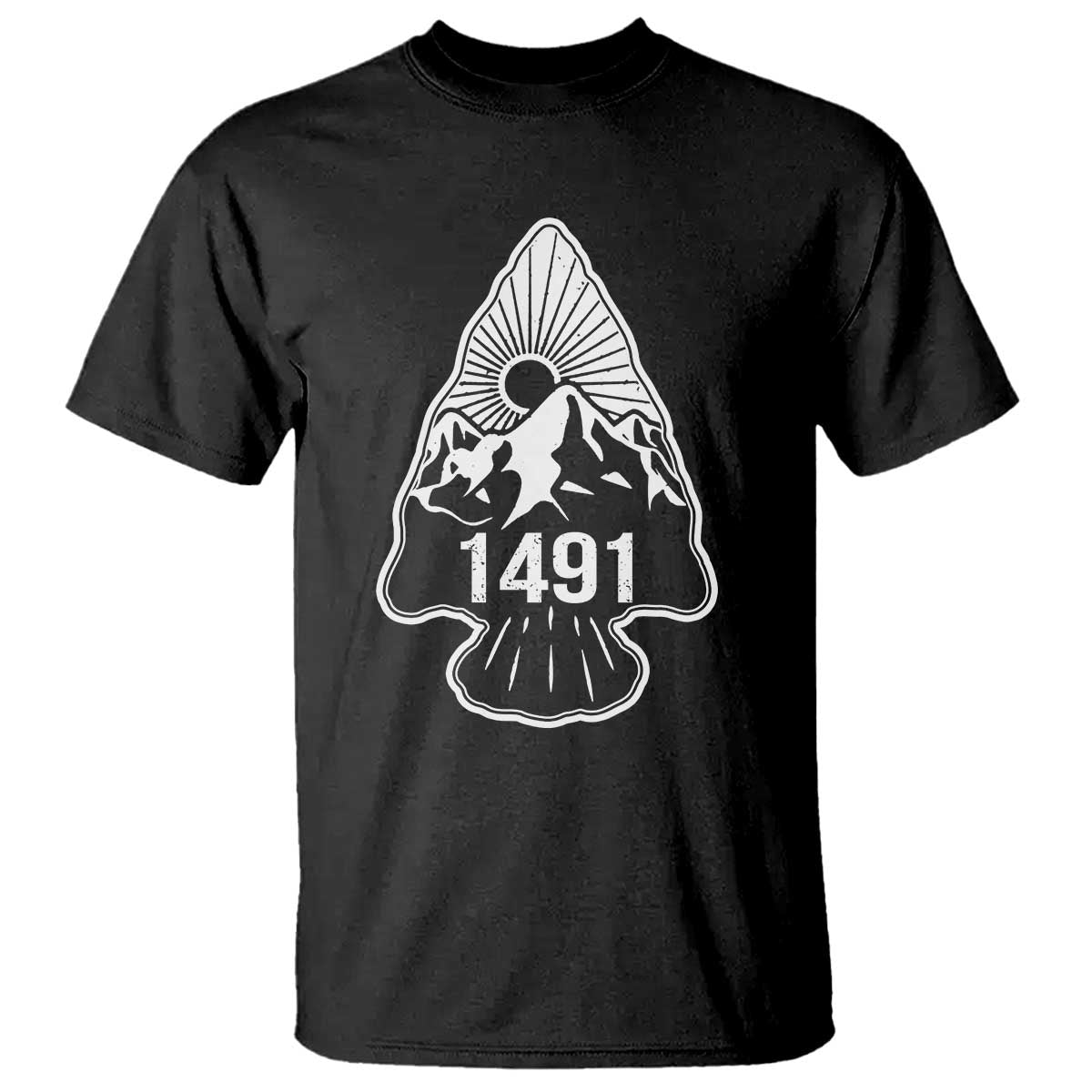 Proud Native American 1491 Pre Columbus Indigenous Arrowhead T Shirt - Wonder Print Shop
