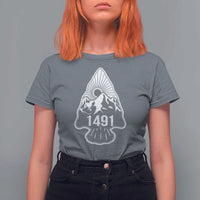 Proud Native American 1491 Pre Columbus Indigenous Arrowhead T Shirt For Women - Wonder Print Shop