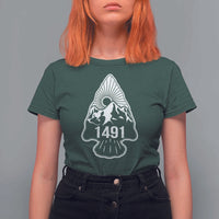 Proud Native American 1491 Pre Columbus Indigenous Arrowhead T Shirt For Women - Wonder Print Shop