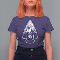 Proud Native American 1491 Pre Columbus Indigenous Arrowhead T Shirt For Women - Wonder Print Shop