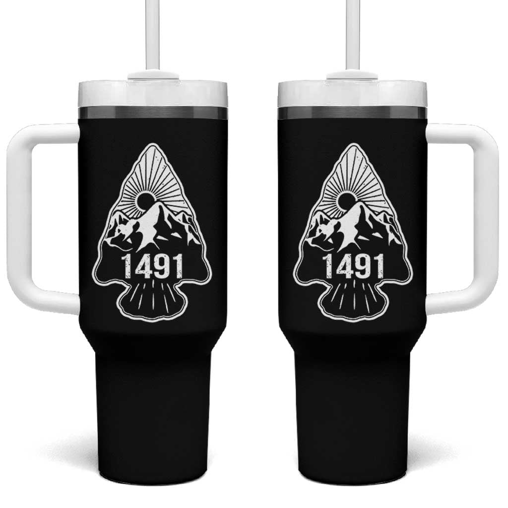 Proud Native American 1491 Pre Columbus Indigenous Arrowhead Tumbler With Handle - Wonder Print Shop