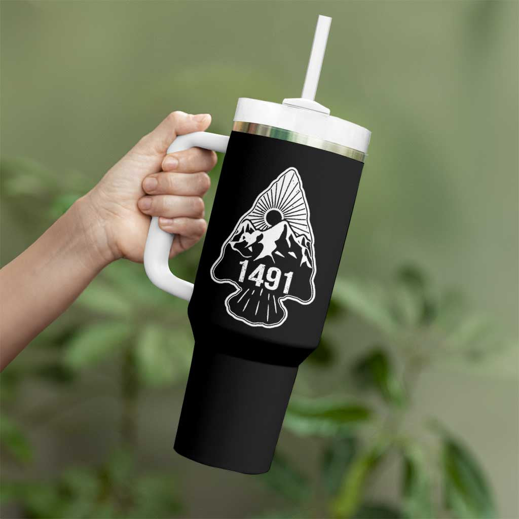 Proud Native American 1491 Pre Columbus Indigenous Arrowhead Tumbler With Handle - Wonder Print Shop