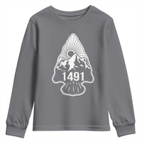 Proud Native American 1491 Pre Columbus Indigenous Arrowhead Youth Sweatshirt - Wonder Print Shop