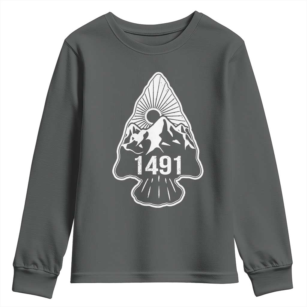 Proud Native American 1491 Pre Columbus Indigenous Arrowhead Youth Sweatshirt - Wonder Print Shop