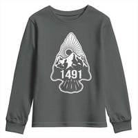 Proud Native American 1491 Pre Columbus Indigenous Arrowhead Youth Sweatshirt - Wonder Print Shop