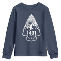 Proud Native American 1491 Pre Columbus Indigenous Arrowhead Youth Sweatshirt - Wonder Print Shop