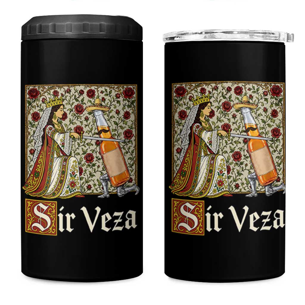 Sir Veza Beer Medieval Knight Pun Sombrero Cinco De Mayo 4 in 1 Can Cooler Tumbler