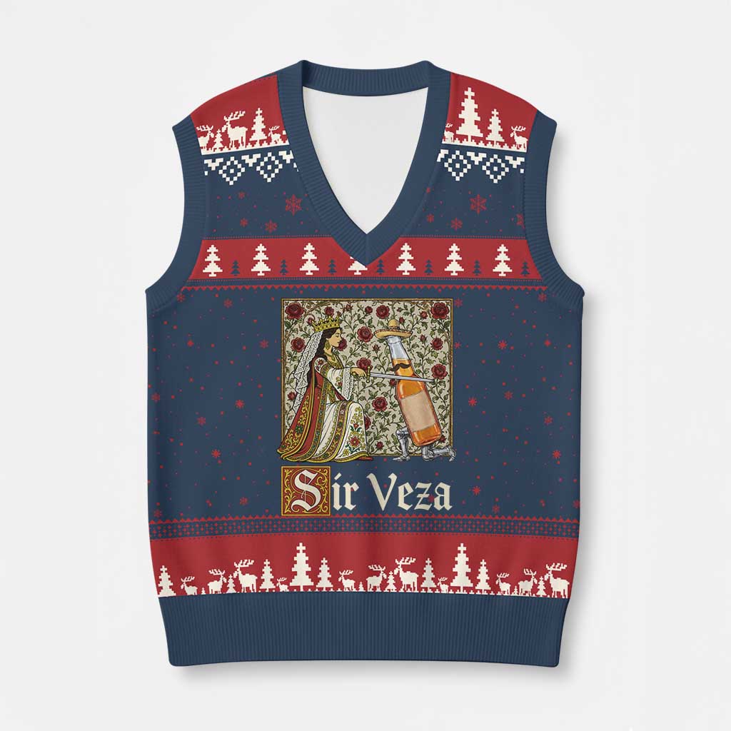 Sir Veza Beer Medieval Knight Pun Sombrero Cinco De Mayo V-Neck Knit Sweater Vest