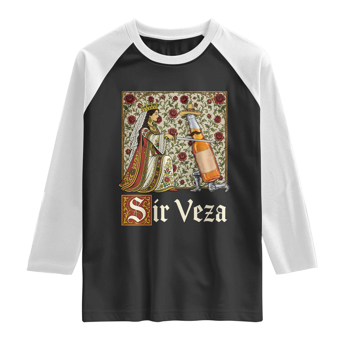 Sir Veza Beer Medieval Knight Pun Sombrero Cinco De Mayo Raglan Shirt