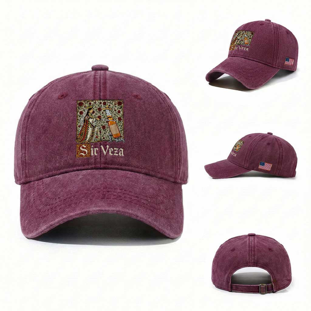 Sir Veza Beer Medieval Knight Pun Sombrero Cinco De Mayo Washed Cotton Baseball Cap