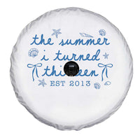 The Summer I Turned Thirteen Funny 13th Birthday Est 2013 Spare Tire Cover Summer Coastal Birthday Seashell Bow