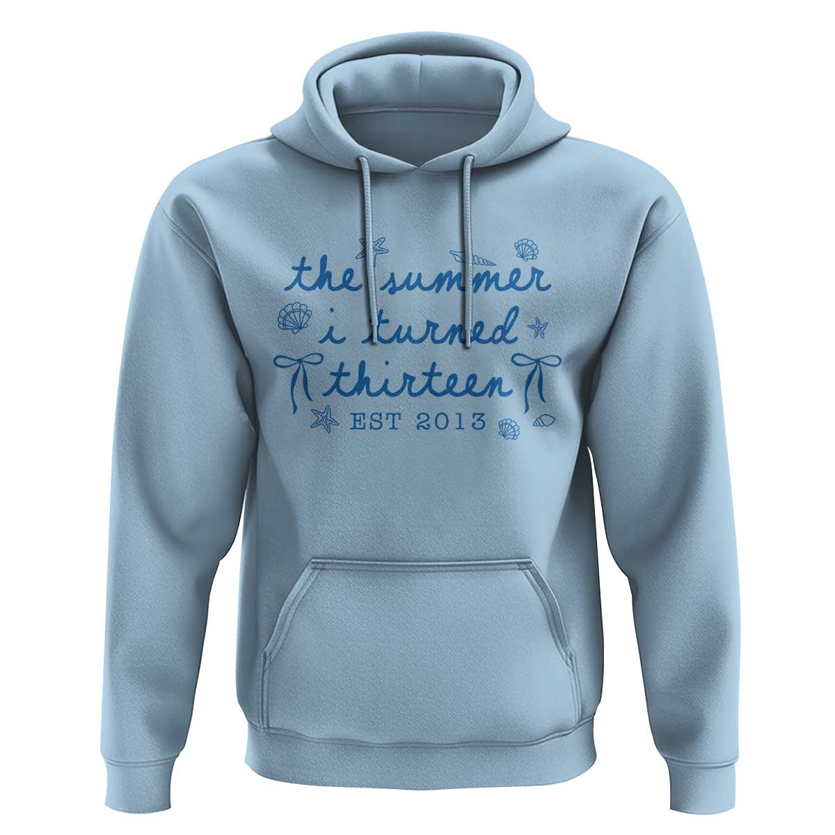 The Summer I Turned Thirteen Funny 13th Birthday Est 2013 Hoodie Summer Coastal Birthday Seashell Bow