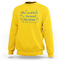The Summer I Turned Thirteen Funny 13th Birthday Est 2013 Sweatshirt Summer Coastal Birthday Seashell Bow