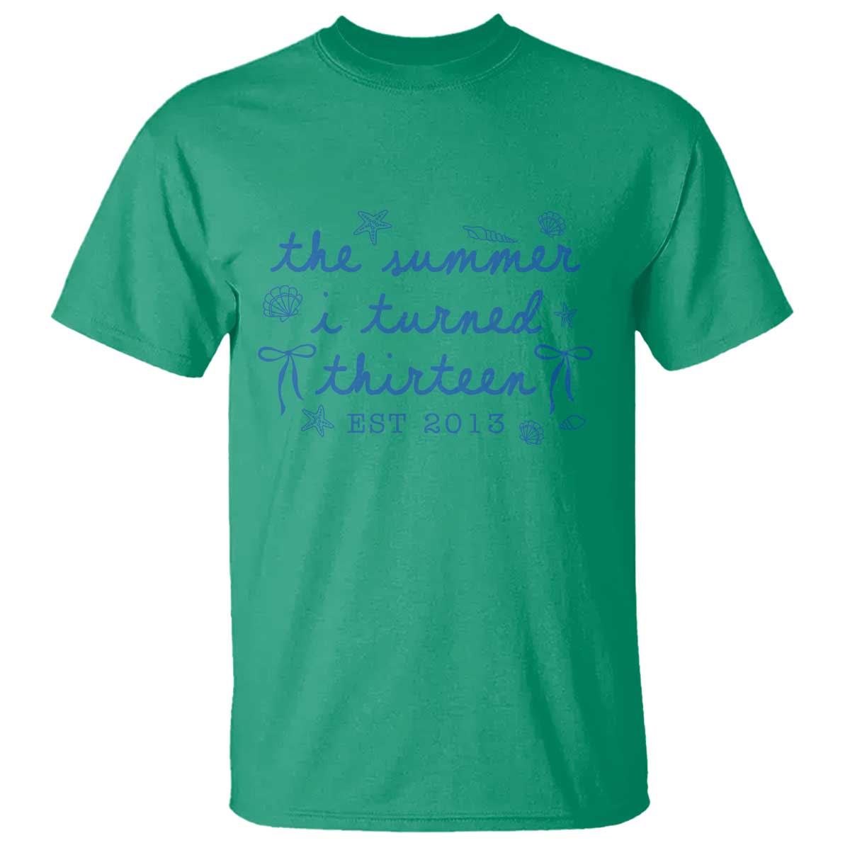 The Summer I Turned Thirteen Funny 13th Birthday Est 2013 T Shirt Summer Coastal Birthday Seashell Bow