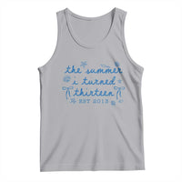 The Summer I Turned Thirteen Funny 13th Birthday Est 2013 Tank Top Summer Coastal Birthday Seashell Bow
