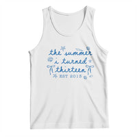 The Summer I Turned Thirteen Funny 13th Birthday Est 2013 Tank Top Summer Coastal Birthday Seashell Bow