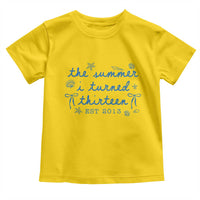 The Summer I Turned Thirteen Funny 13th Birthday Est 2013 Toddler T Shirt Summer Coastal Birthday Seashell Bow