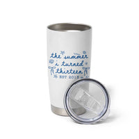 The Summer I Turned Thirteen Funny 13th Birthday Est 2013 Tumbler Cup Summer Coastal Birthday Seashell Bow