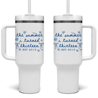 The Summer I Turned Thirteen Funny 13th Birthday Est 2013 Tumbler With Handle Summer Coastal Birthday Seashell Bow