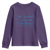 The Summer I Turned Thirteen Funny 13th Birthday Est 2013 Youth Sweatshirt Summer Coastal Birthday Seashell Bow