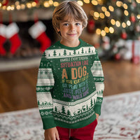 Funny Dog Lover Ugly Christmas Sweater Handle Every Stressful Situation Like A Dog Retro Pet Owner Joke