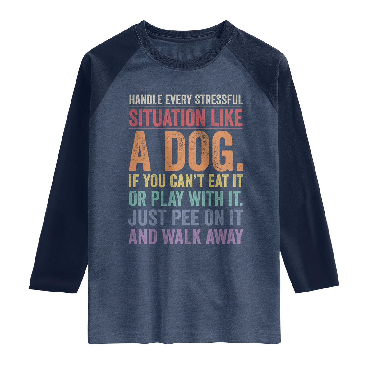 Funny Dog Lover Raglan Shirt Handle Every Stressful Situation Like A Dog Retro Pet Owner Joke