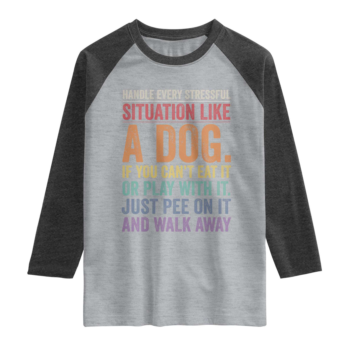 Funny Dog Lover Raglan Shirt Handle Every Stressful Situation Like A Dog Retro Pet Owner Joke