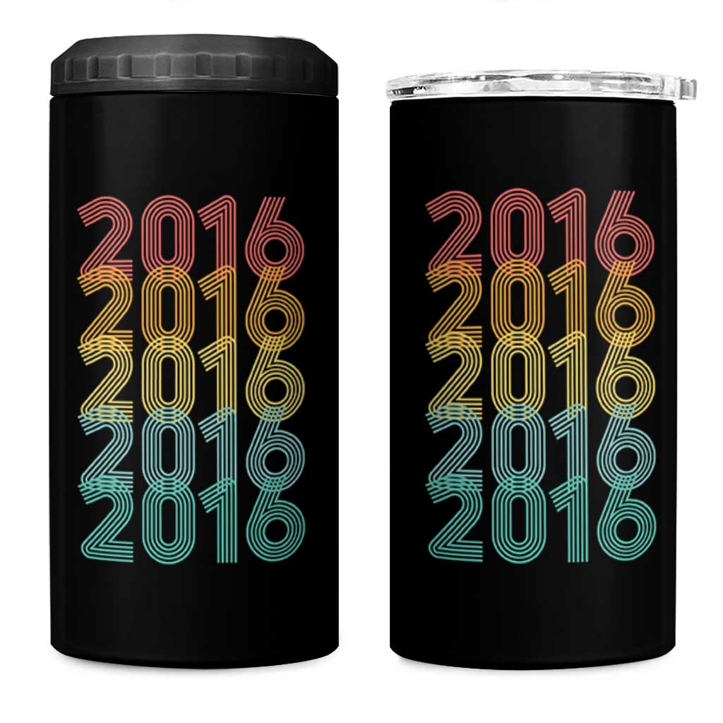 10th Birthday 4 in 1 Can Cooler Tumbler Vintage 2016 Retro 10 Years Old Birthday