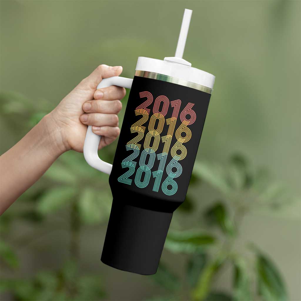 10th Birthday Tumbler With Handle Vintage 2016 Retro 10 Years Old Birthday