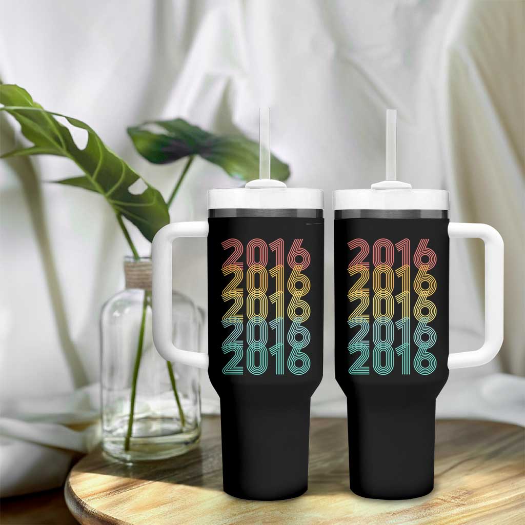 10th Birthday Tumbler With Handle Vintage 2016 Retro 10 Years Old Birthday
