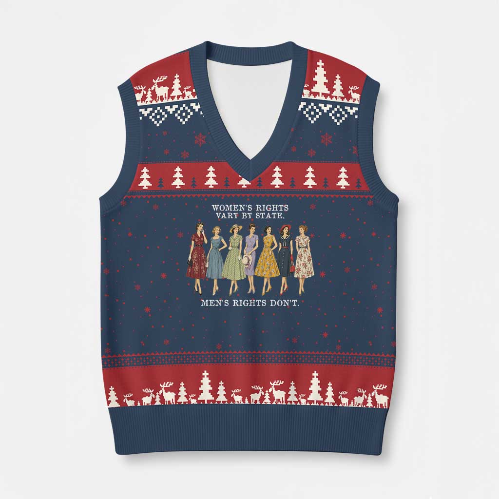 Women's Rights Vary By State Men's Rights Don't Feminist V-Neck Knit Sweater Vest