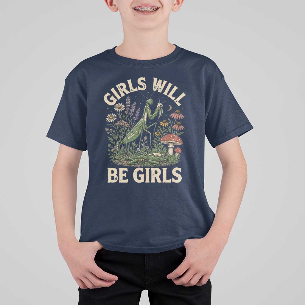 Girls Will Be Will Girls Praying Mantis Feminist Entomologist T Shirt For Kid