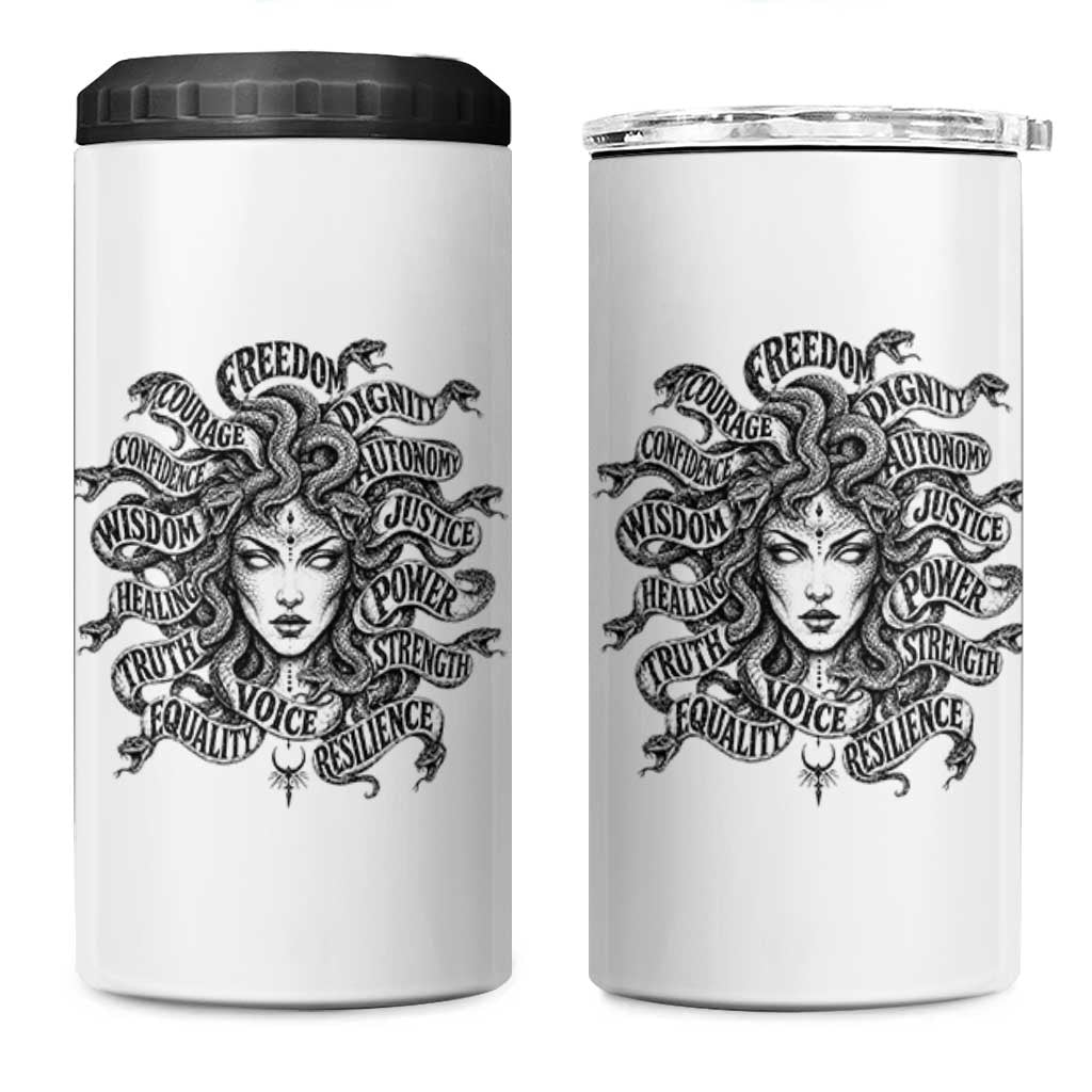 Feminist Medusa Power Snake Wisdom Equality Goth 4 in 1 Can Cooler Tumbler