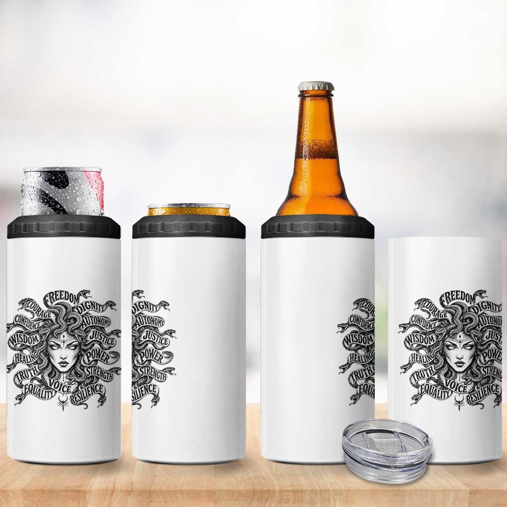 Feminist Medusa Power Snake Wisdom Equality Goth 4 in 1 Can Cooler Tumbler