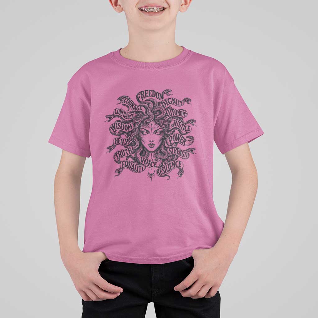 Feminist Medusa Power Snake Wisdom Equality Goth T Shirt For Kid