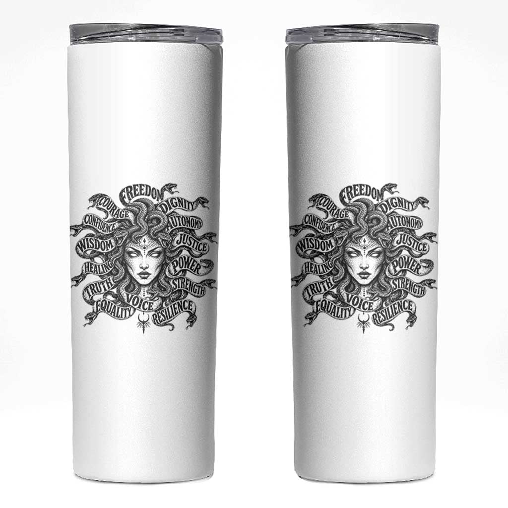 Feminist Medusa Power Snake Wisdom Equality Goth Skinny Tumbler