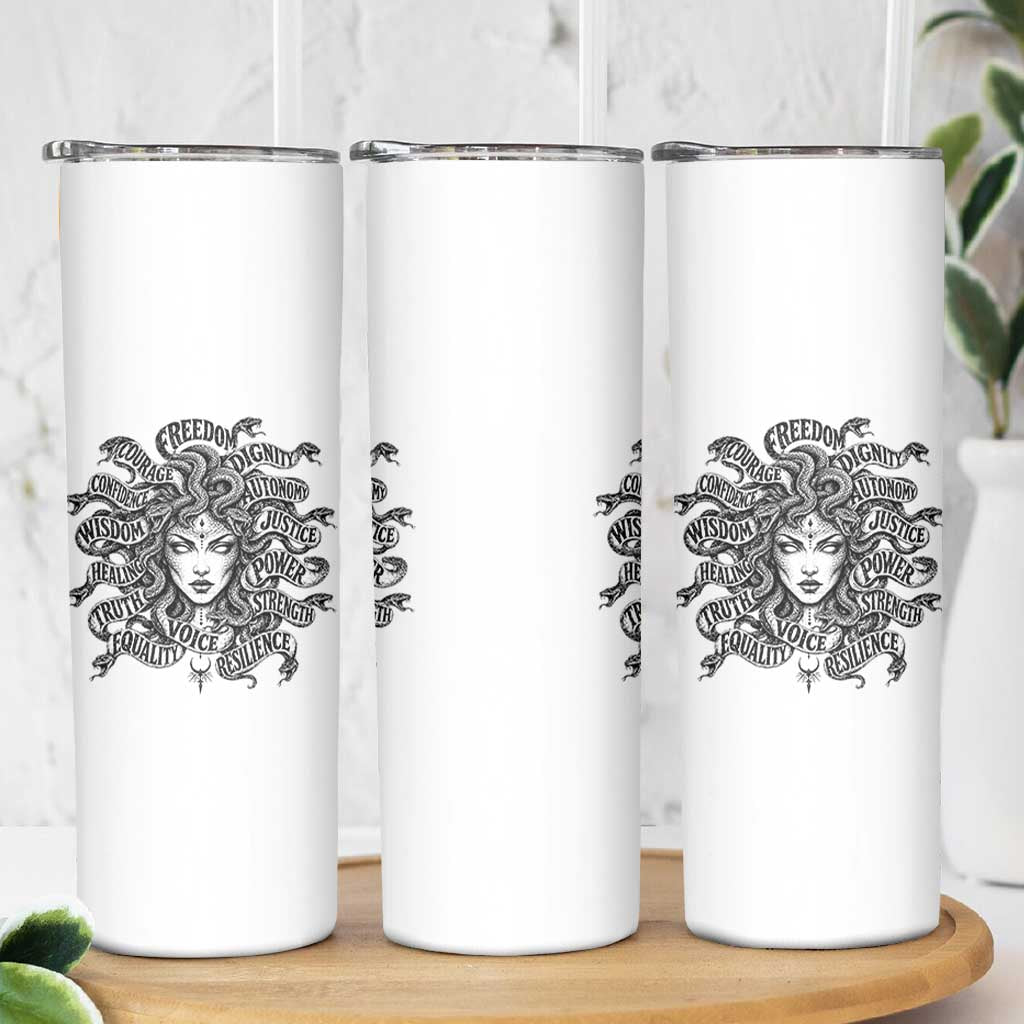 Feminist Medusa Power Snake Wisdom Equality Goth Skinny Tumbler