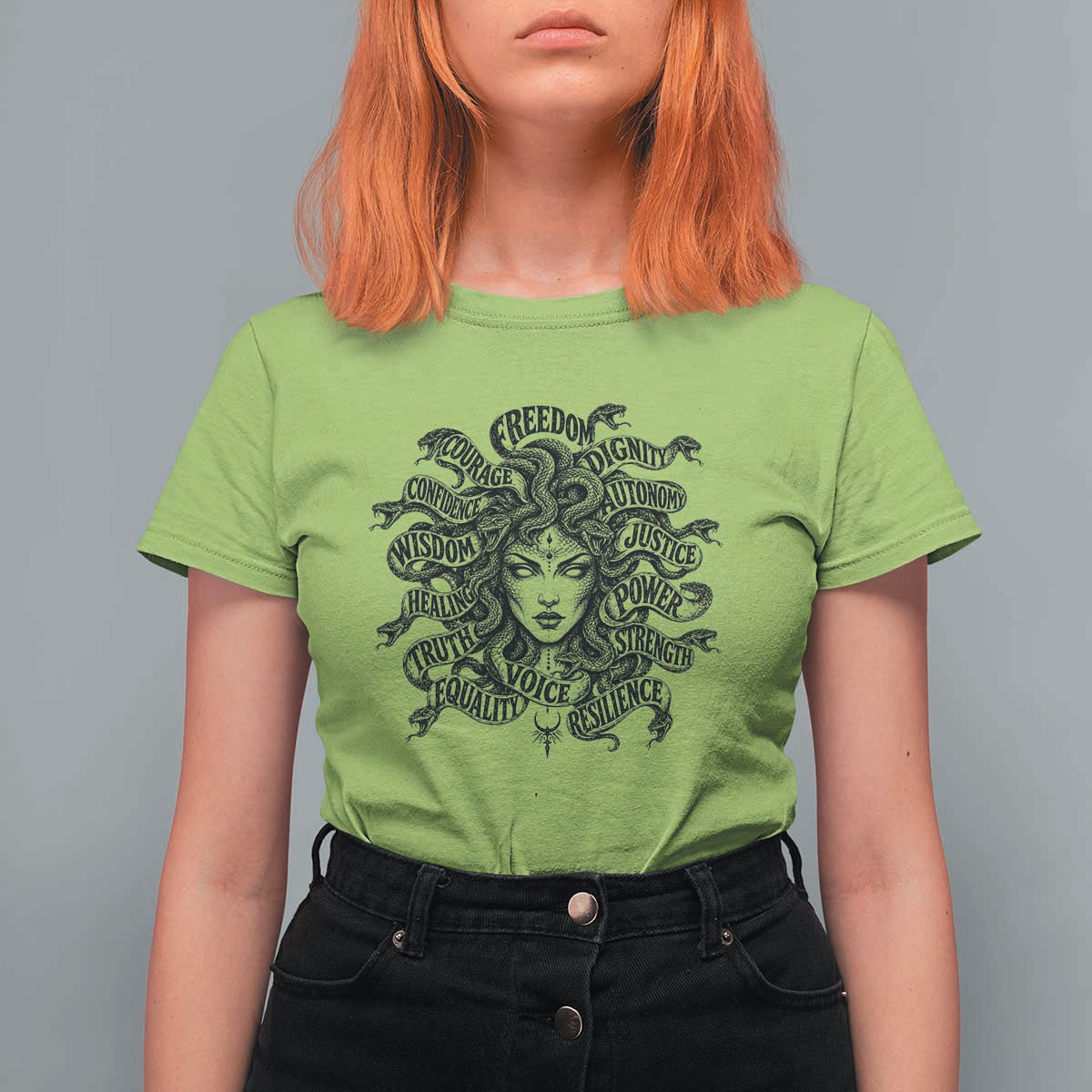 Feminist Medusa Power Snake Wisdom Equality Goth T Shirt For Women