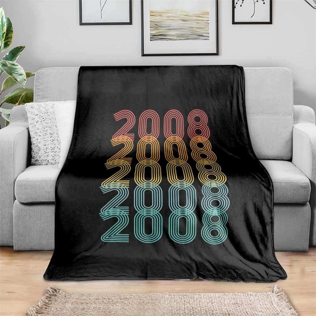18th Birthday Throw Blanket Vintage 2008 Retro 18 Years Old Birthday