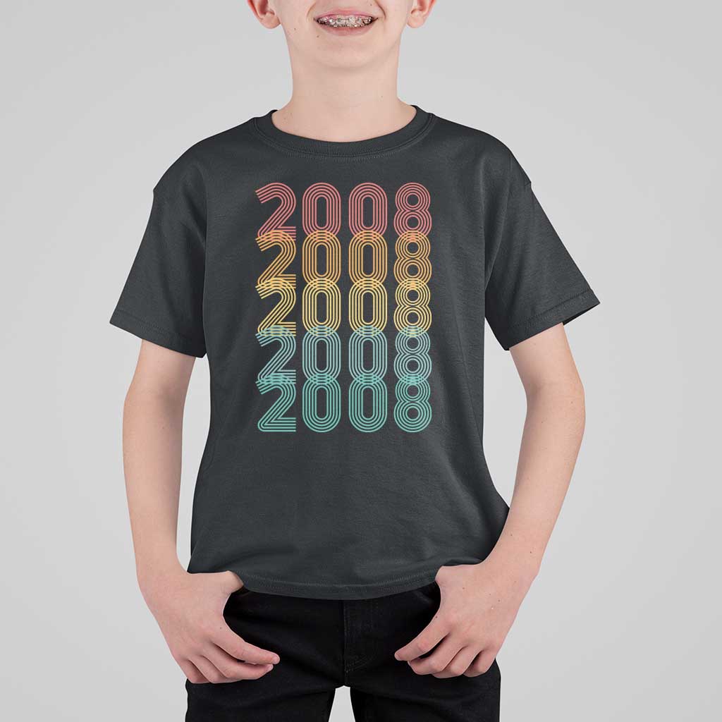 18th Birthday T Shirt For Kid Vintage 2008 Retro 18 Years Old Birthday