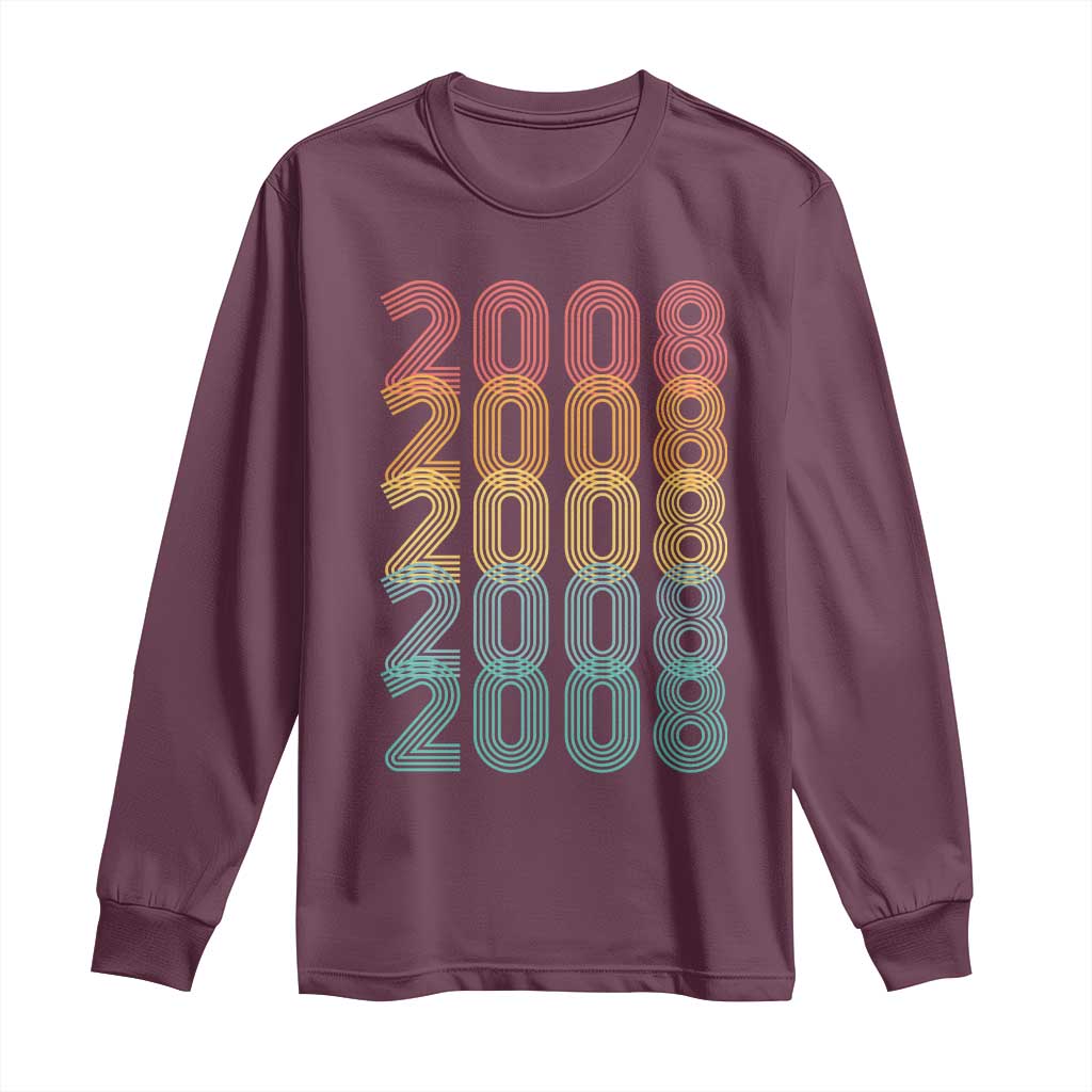 18th Birthday Long Sleeve Shirt Vintage 2008 Retro 18 Years Old Birthday