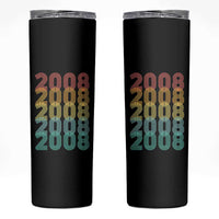 18th Birthday Skinny Tumbler Vintage 2008 Retro 18 Years Old Birthday