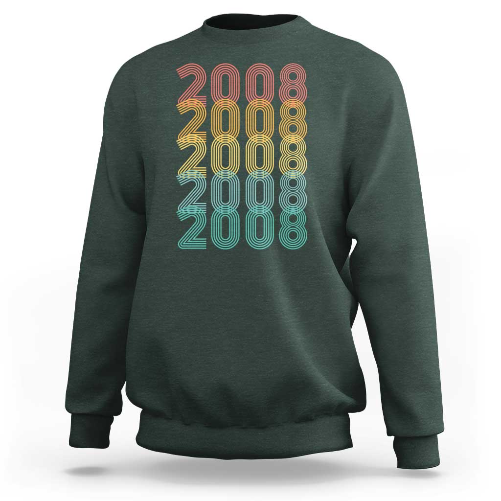 18th Birthday Sweatshirt Vintage 2008 Retro 18 Years Old Birthday